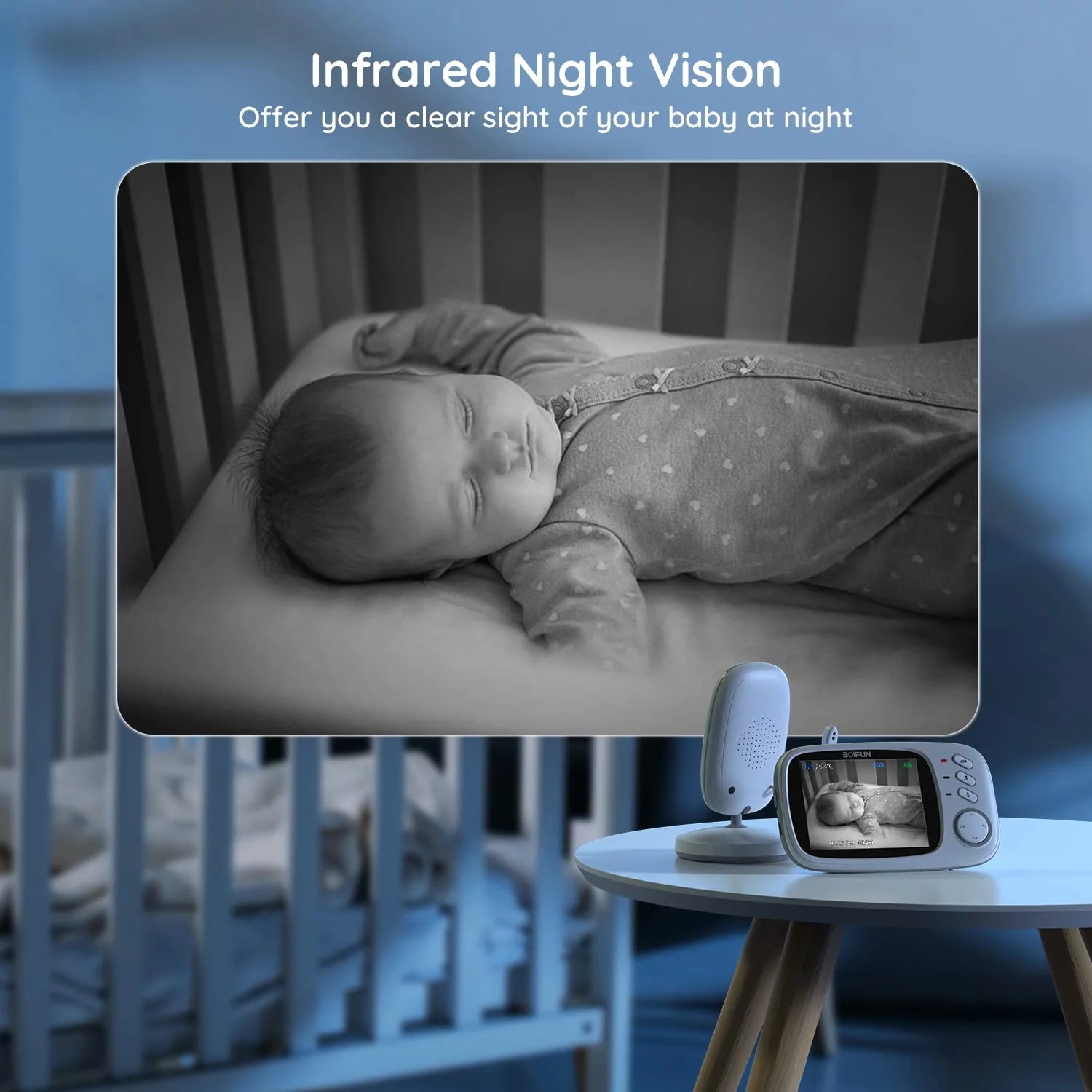 Baby Monitor with Camera and Audio, No Wifi, VOX Mode, Night Vision, 3.2'' HD Screen, Two-Way Audio, Baby Camera