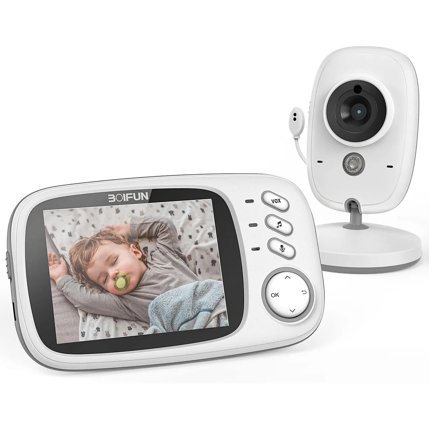 Baby Monitor with Camera and Audio, No Wifi, VOX Mode, Night Vision, 3.2'' HD Screen, Two-Way Audio, Baby Camera