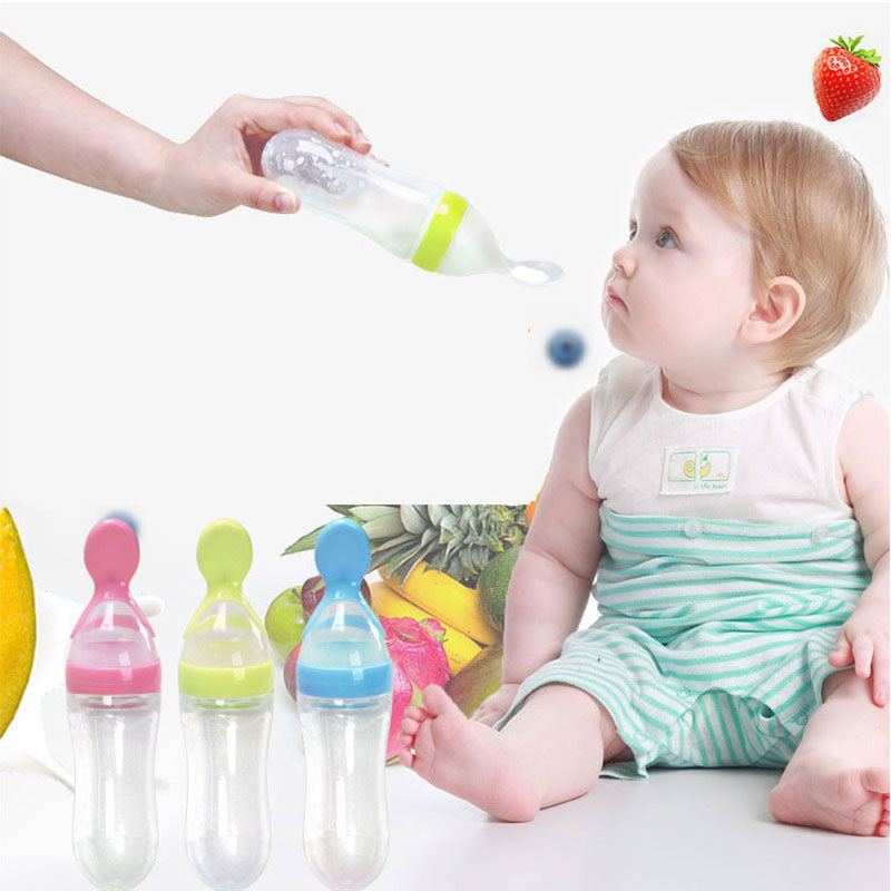 Siliconen Knijp Lepel, Melkfles voor Peuters, Baby Trainingsfles